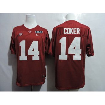 Men's Alabama Crimson Tide #14 Jake Coker Red 2016 BCS College Football Nike Limited Jersey