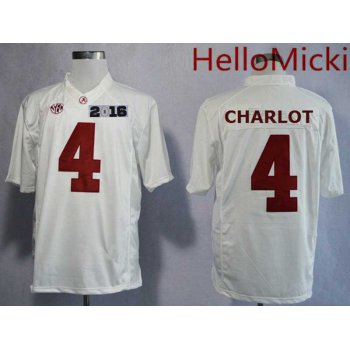 Men's Alabama Crimson Tide #4 Daylon Charlot White 2016 BCS College Football Nike Limited Jersey