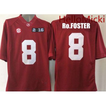 Men's Alabama Crimson Tide #8 Robert Foster Red 2016 BCS patch College Football Nike Limited Jersey