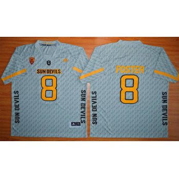 Men's Arizona State Sun Devils #8 D.J. Foster Gray Desert Ice 2015 College Football Jersey