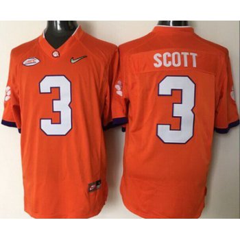 Men's Clemson Tigers #3 Artavis Scott Orange 2016 Playoff Diamond Quest College Football Nike Limited Jersey