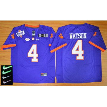 Men's Clemson Tigers #4 Deshaun Watson Purple 2016 Playoff Rose Bowl Special Event Diamond Quest Jersey