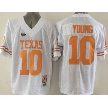 Men's Texas Longhorns #10 Vince Young Burnt White Throwback NCAA Football Jersey