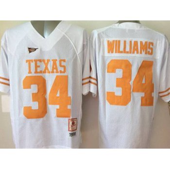 Men's Texas Longhorns #34 Ricky Williams White Throwback NCAA Football Jersey