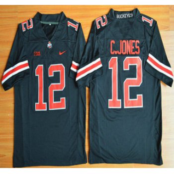 Ohio State Buckeyes #12 Cardale Jones Black With Red 2015 College Football Nike Limited Jersey