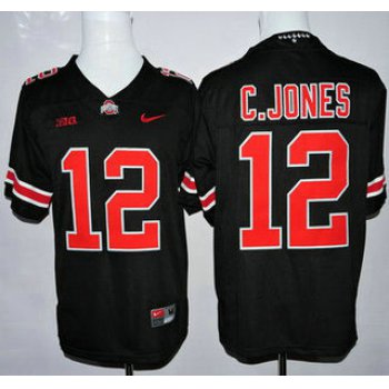 Ohio State Buckeyes #12 Cardale Jones Black With Red College Football Nike Limited Jersey