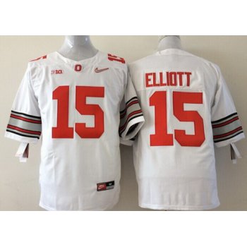 Ohio State Buckeyes #15 Ezekiel Elliott 2015 Playoff Rose Bowl Special Event Diamond Quest White Jersey