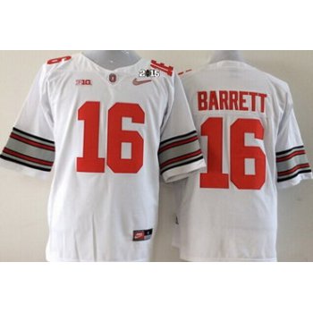 Ohio State Buckeyes #16 J.T. Barrett 2015 Playoff Rose Bowl Special Event Diamond Quest White 2015 BCS Patch Jersey