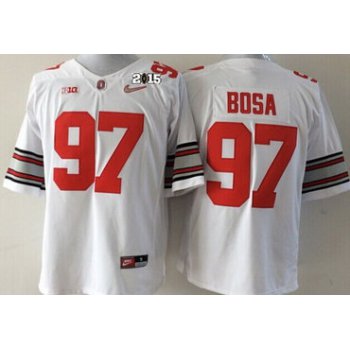 Ohio State Buckeyes #97 Joey Bosa 2015 Playoff Rose Bowl Special Event Diamond Quest White 2015 BCS Patch Jersey