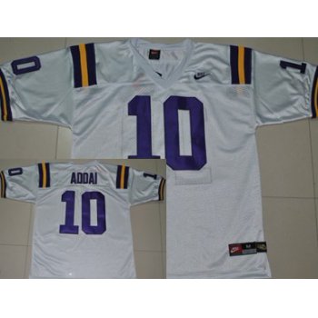 LSU Tigers #10 Joseph Addai White Jersey