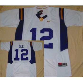 LSU Tigers #12 Jarrett Lee White Fighting Jersey