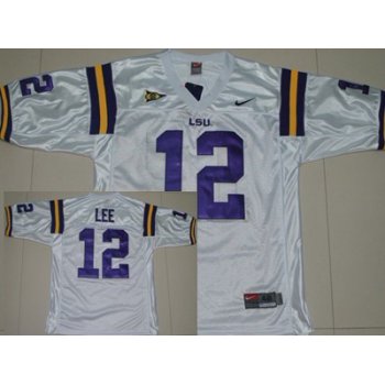 LSU Tigers #12 Jarrett Lee White Jersey