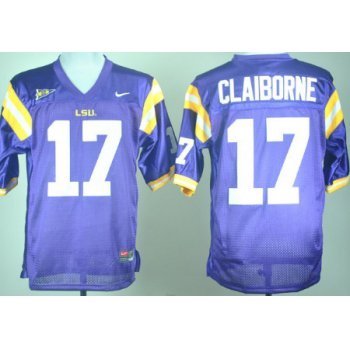 LSU Tigers #17 Morris Claiborne Purple Jersey