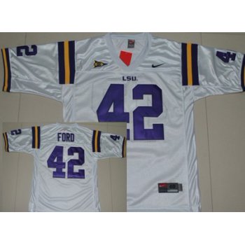 LSU Tigers #42 Michael Ford White Jersey