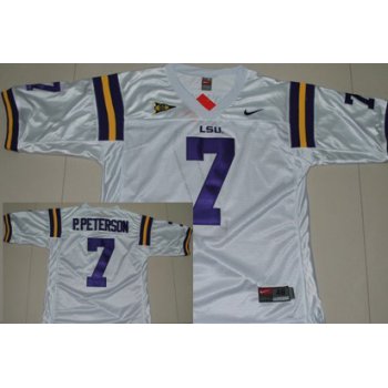 LSU Tigers #7 Patrick Peterson White Jersey