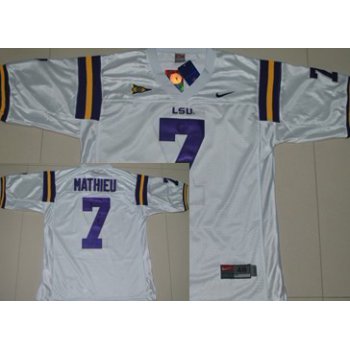 LSU Tigers #7 Tyrann Mathieu White Jersey