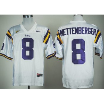 LSU Tigers #8 Zach Mettenberger White Jersey