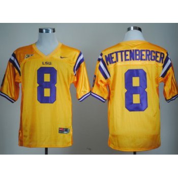 LSU Tigers #8 Zach Mettenberger Yellow Jersey