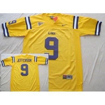 LSU Tigers #9 Jordan Jefferson Yellow Jersey