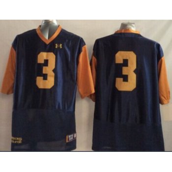 Notre Dame Fighting Irish #3 Joe Montana 2014 Blue With Yellow Jersey