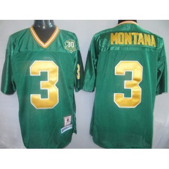 Notre Dame Fighting Irish #3 Joe Montana Green Throwback Jersey