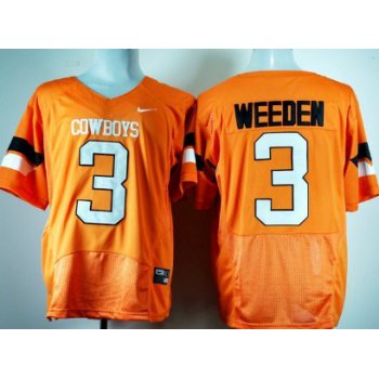 Oklahoma State Cowboys #3 Brandon Weeden Orange Pro Combat Jersey