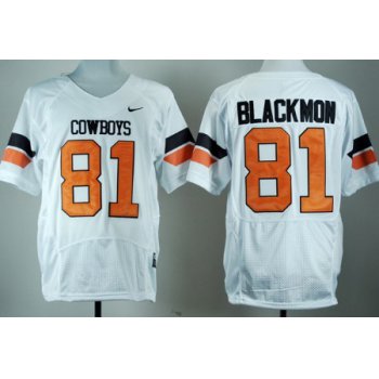 Oklahoma State Cowboys #81 Justin Blackmon White Pro Combat Jersey