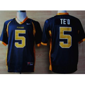 Punahou High School #5 Manti Te'o Navy Blue Jersey