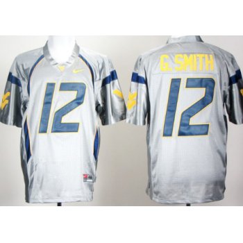 West Virginia Mountaineers #12 Geno Smith Gray Jersey