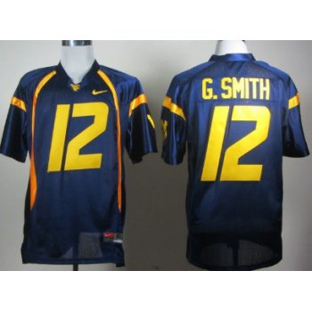 West Virginia Mountaineers #12 Geno Smith Navy Blue Jersey