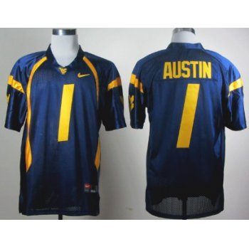 West Virginia Mountaineers #1 Tavon Austin Navy Blue Jersey