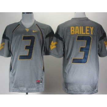 West Virginia Mountaineers #3 Stedman Bailey Gray Jersey