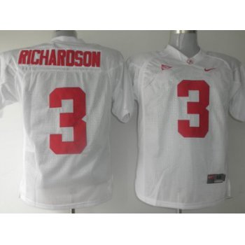 Alabama Crimson Tide #3 Richardson White Jersey