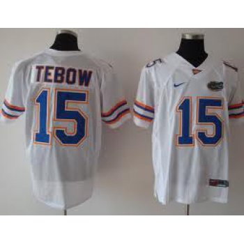 Florida Gators #15 Tebow White Jersey