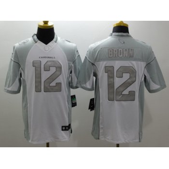 Men's Arizona Cardinals #12 John Brown White Platinum NFL Nike Limited Jersey