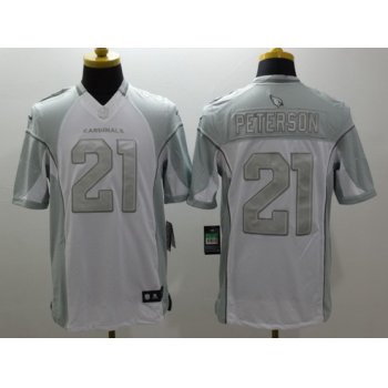 Men's Arizona Cardinals #21 Patrick Peterson White Platinum NFL Nike Limited Jersey