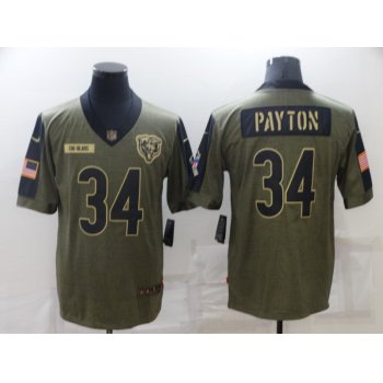 Men's Chicago Bears #34 Walter Payton Nike Olive 2021 Salute To Service Retired Player Limited Jersey