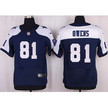 Men's Dallas Cowboys #81 Terrell Owens Navy Blue Thanksgiving Retired Player NFL Nike Elite Jersey