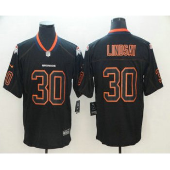 Men's Denver Broncos #30 Phillip Lindsay 2018 Black Lights Out Color Rush Stitched NFL Nike Limited Jersey