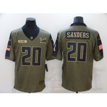 Men's Detroit Lions #20 Barry Sanders Nike Olive 2021 Salute To Service Retired Player Limited Jersey