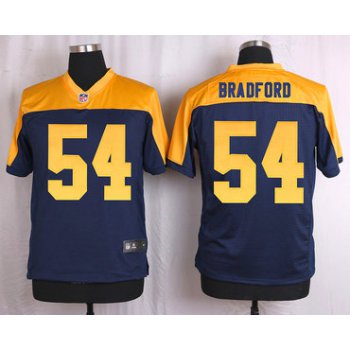 Men's Green Bay Packers #54 Carl Bradford Navy Blue Gold Alternate NFL Nike Elite Jersey