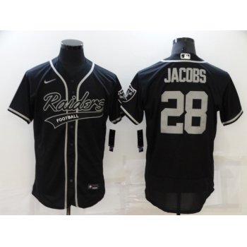 Men's Las Vegas Raiders #28 Josh Jacobs Black Stitched MLB Flex Base Nike Baseball Jersey