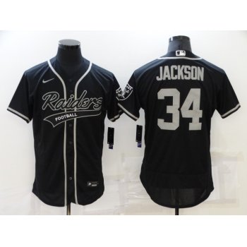 Men's Las Vegas Raiders #34 Bo Jackson Black Stitched MLB Flex Base Nike Baseball Jersey