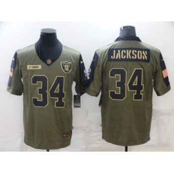 Men's Las Vegas Raiders #34 Bo Jackson Nike Olive 2021 Salute To Service Retired Player Limited Jersey