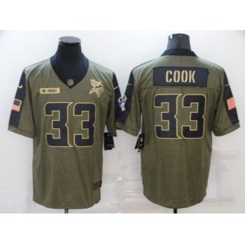 Men's Minnesota Vikings #33 Dalvin Cook Nike Olive 2021 Salute To Service Limited Player Jersey