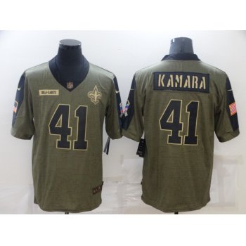 Men's New Orleans Saints #41 Alvin Kamara Nike Olive 2021 Salute To Service Limited Player Jersey