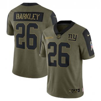 Men's New York Giants #26 Saquon Barkley Nike Olive 2021 Salute To Service Limited Player Jersey