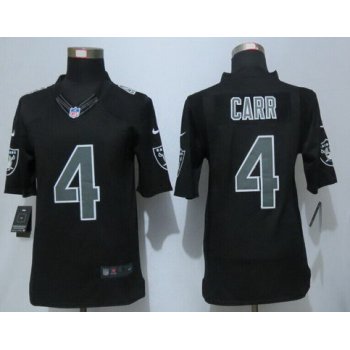 Men's Oakland Raiders #4 Derek Carr Black Impact NFL Nike Limited Jersey