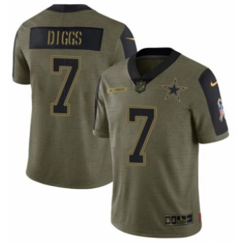 Men's Olive Dallas Cowboys #7 Trevon Diggs 2021 Salute To Service Limited Stitched Jersey