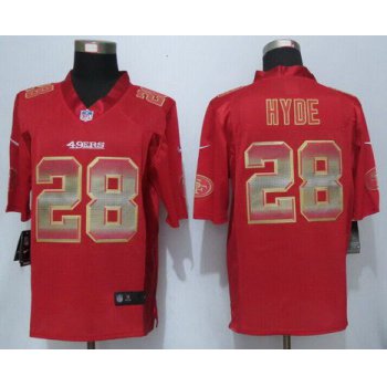 Men's San Francisco 49ers #28 Carlos Hyde Red Strobe 2015 NFL Nike Fashion Jersey